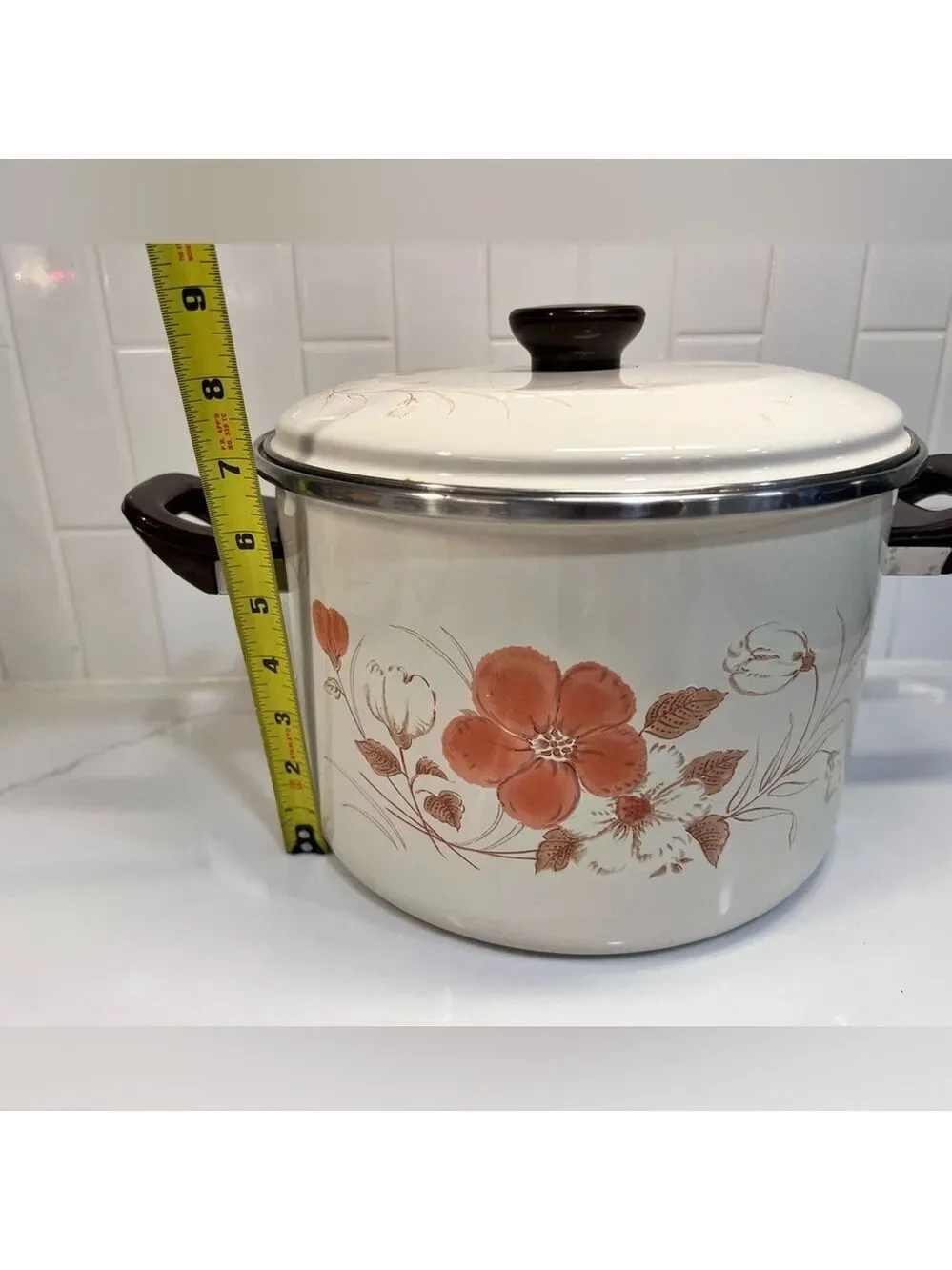 Vintage Hearthside Water Colors Blush Enamel Cookware 2 Gallon Pot